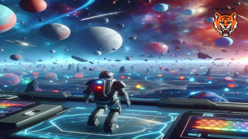 Illustration of a fictional character in a game Starfield and in a state of war